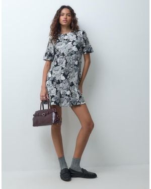 ASOS Crew Neck T-shirt Mini Dress With Pleated Hem - Blue