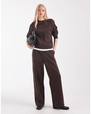 ASOS Regular Raglan Brushback Sweat - Brown
