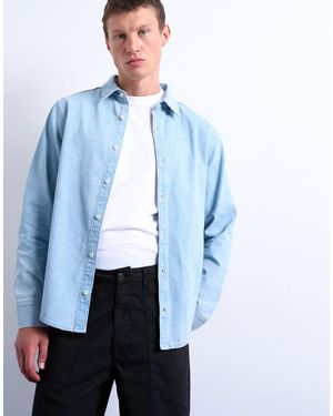 TOPMAN – langärmliges regular-fit-jeanshemd - Blau