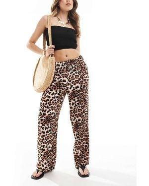 Vero Moda Easy Tie Waist Wide Leg Pants - Natural