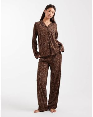 New Look Leopard Revere Pyjamas - Brown