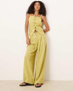 Mango Pantaloni Ampi Gialli - Giallo