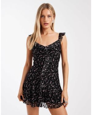 Hollister Lace Ruffle Mini Dress - Black