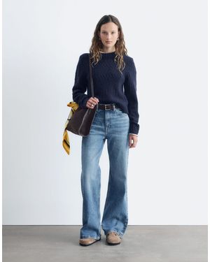 & Other Stories Wool Blend Boucle Jumper With Shoulder Pads - Blue