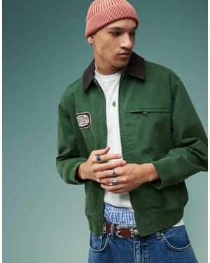 Hollister Contrast Collar Workwear Motif Jacket - Green