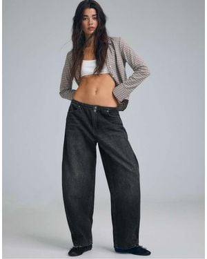 Stradivarius Adjustable Waist Barrel Jeans - Grey
