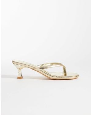 Public Desire Evermore Kitten Heel Toe Thong Sandals - Natural