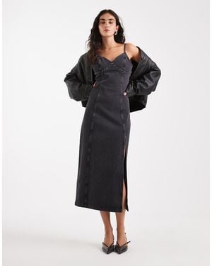 Tommy Hilfiger Studded Denim Maxi Dress - Black
