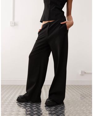 Weekday Co-ord Wide Leg Pants With Waistband Detail - Black