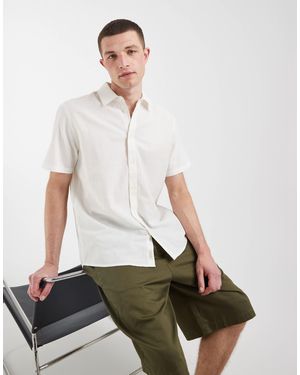 Blend Chemise classique en lin et coton - Blanc