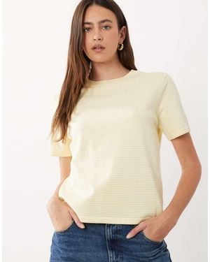 Mango T-Shirt Lavorata A Maglia A Righe Gialle - Neutro