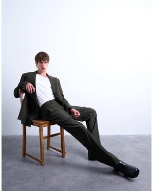 TOPMAN Straight Wool Touch Trousers - Black