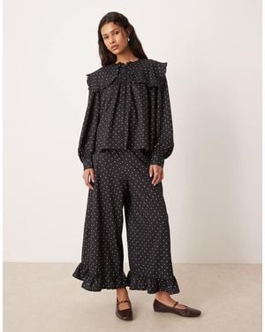 Glamorous Oversized Ruffle Blouse - Black