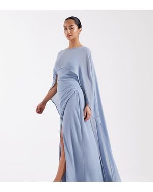 TFNC London Bridesmaids Chiffon Cape Detail Maxi Dress - Blue