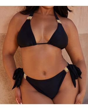 Moda Minx Braguitas De Bikini Negras Anudadas En Los Laterales Amour De Curve X Bernadette Afia - Negro