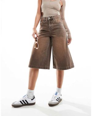 The Ragged Priest Overwashed Denim Jorts - Brown