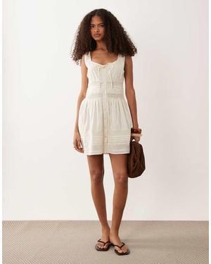 Wednesday's Girl Wednesdays Girl Crochet Detail Mini Dress - Natural