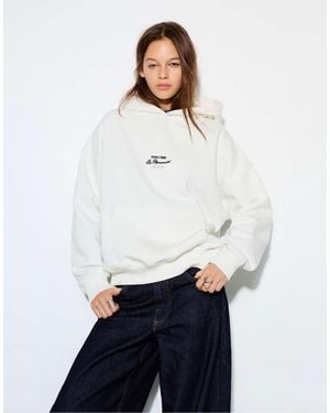 Pull&Bear Hoodie Met Geborduurde Ster - Wit
