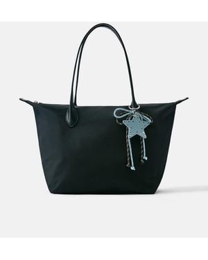 Pull&Bear Tote Tas Van Nylon Met Versiering - Zwart