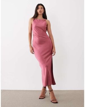 Jdy High Neck Satin Maxi Dress - Pink
