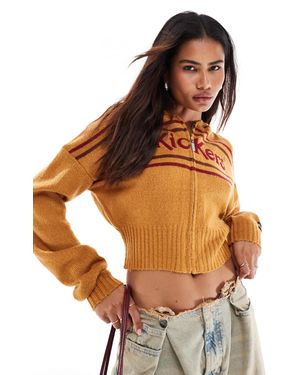 Kickers – kurzer, flauschiger kapuzenpullover mit logo-applikation - Mettallic