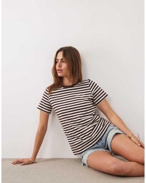 New Look Striped Tee - Brown