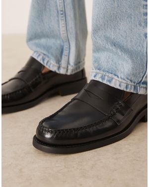 Mango Leather Loafer - Blue