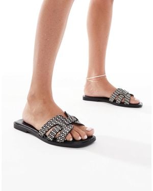 SEQWL Wide Fit – flache bast-sandalen - Weiß