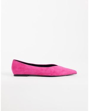 ASOS Lari Real Suede Pointed Ballet Flats - Pink