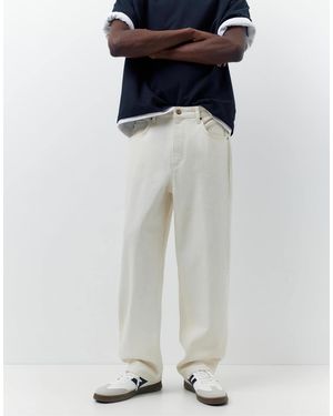 Pull&Bear – weite jeans - Weiß