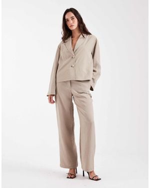 Object Mix And Match Wide Leg Tailored Trouser Co-Ord - Natural