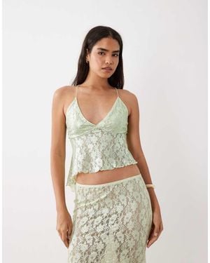 ASOS Top Met Asymmetrische Cami En Foilkant - Groen