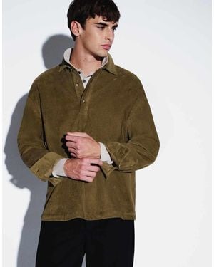 ASOS Boxy Oversized Cord Rugby Shirt - Green