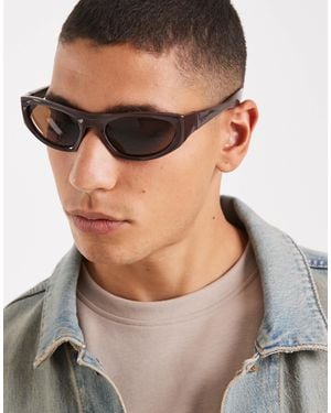 ASOS Racer Sunglasses With Lens And Frame - Brown