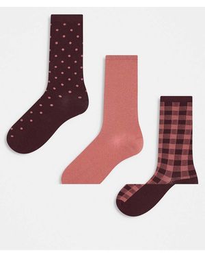 GANT Set Van 3 Paar Sokken Met Stippen En Met Gingham Ruit En - Rood