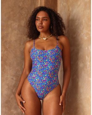 Kulani Kinis Electric Bloom Invisible Underwire Swimsuit - Blue