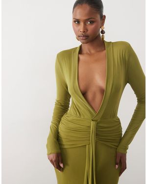 ASOS Super Plunge Draped Front Maxi Dress - Green