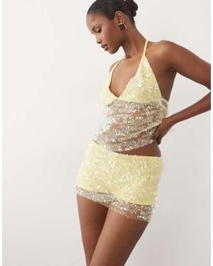 ASOS Slinky Sequin Co-ord Shorts - Natural