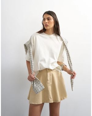 TOPSHOP Denim Full Mini Skirt - Natural