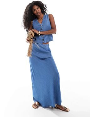 ONLY – maxirock aus chambray-denim - Blau
