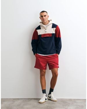 Parlez Boulder Colourblock Half Button Up Fleece - Red