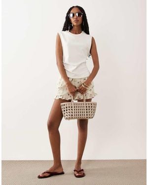 ASOS Frill Hem Shorts - Natural