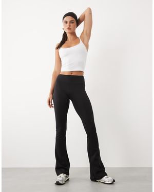 4505 Leggings Negros De Talle Bajo Y Corte Slim Para Yoga De Tejido Suave - Blanco
