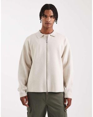 Jack & Jones Premium Soft Knitted Zip Cardigan - Natural