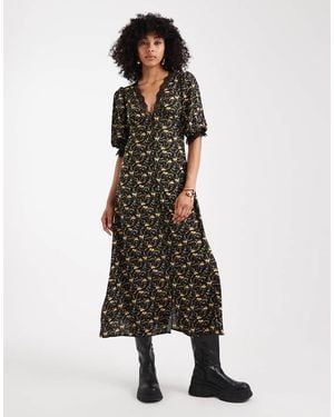 Miss Selfridge Lace Trim Button-through Maxi Dress - Multicolour