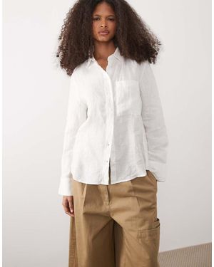 Mango 100% Linen Classic Shirt - White