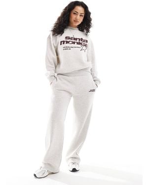 Pull&Bear 'santa Monica' Graphic Wide Leg jogger Co-ord - White