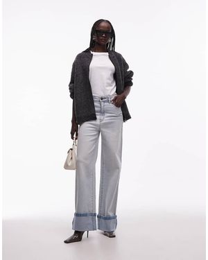 Abrand Jeans Jeans Met Hoge Taille En Rechte Pijpen Met Omslag - Wit