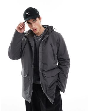 Brave Soul Parka à capuche avec fermeture éclair dissimulée - gris - Noir
