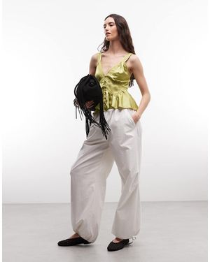 Reclaimed Vintage Peplum Hem Top With Pintucks And Buttons - White